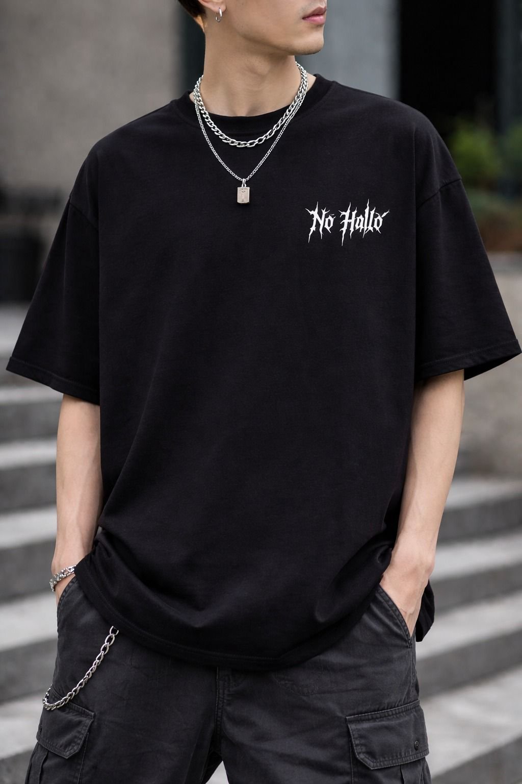 No Halo Black Oversized T-Shirt – Cotton Street Style