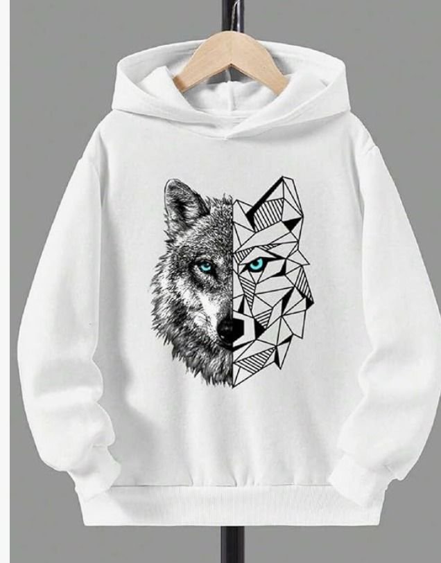Unisex Wolf Graphic Hoodie – 100% Cotton Oversized